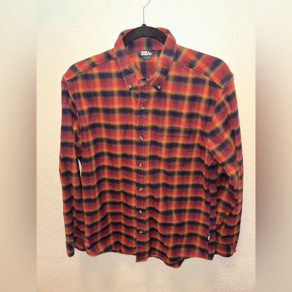 Eddie Bauer Men's Medium Multicolor Plaid Button Down Shirt